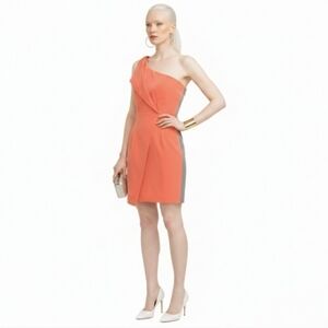 Sachin+Babi One-Shoulder Lapel Sleeveless Mini Dress Coral Gray Stripe - sz 0